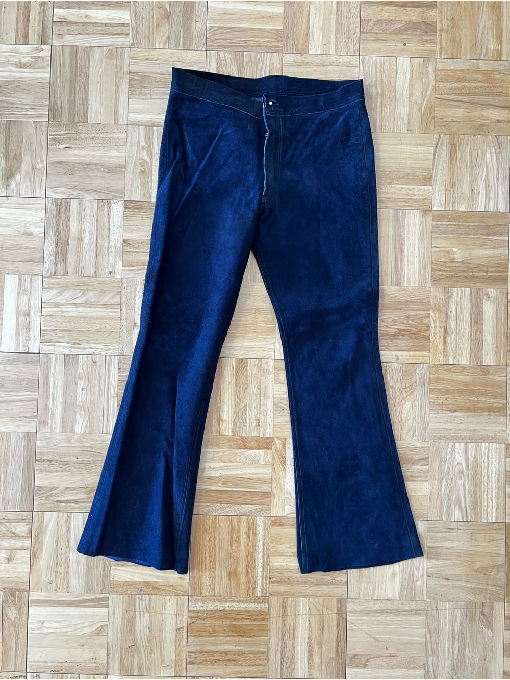 Vintage 60s Handmade Suede Flare Bell bottom Pants Hippie Bohemian Woodstock